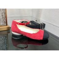 Chanel Corduroy Mary Janes Ballerinas G39281 RED 2022
