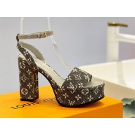 Louis Vuitton heel 11.5cm Fame platform sandal in Monogram denim gray 2023