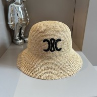 Celine triomphe bucket hat in raffia Natural / Black 2024