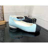 Chanel Corduroy Mary Janes Ballerinas G39281 LIGHT BLUE 2022