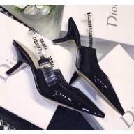 Dior Heel 6.5cm J'Adior Clear Slingback Pumps High-Heeled Shoe in Patent Leather Black 2018