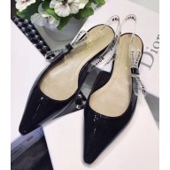 Dior J'Adior Ballet Clear Slingback Pumps Shoe in Patent Leather Black 2018