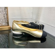 Chanel Calfskin Mary Janes Ballerinas G39281 GOLD 2022
