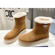 Prada Suede Platform Boots brown 2024