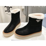 Prada Suede Platform Boots Black 2024