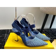 Fendi Colibrì Blue denim high-heeled slingbacks 2024