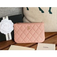 Chanel Classic Mini Pouch in Grained Shiny Calfskin A82365 pink with gold hardware 2022