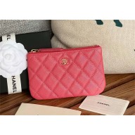 Chanel Classic Mini Pouch in Grained Shiny Calfskin A82365 fuchsia with gold hardware 2022