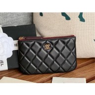 Chanel Classic Mini Pouch in sheepskin A82365 black with gold hardware 2022