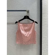 chanel Printed Silk Twill Light Pink & Black top P76759 2024