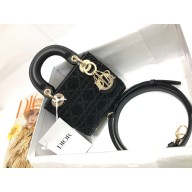 Dior Micro Lady Dior Bag with Crystal Beads and Metallic Leather Black 2022