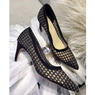 Dior Heel 6.5cm D-Choc Pumps High-Heeled Shoe In Black Mesh 2018