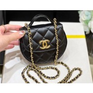 Chanel Shiny Aged Calfskin Clutch with Chain Bag AP3378 Black 2023(original quality)