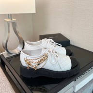 chanel black/white calfskin&pearls lace-ups G38899 2022