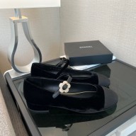 chanel black Velvet & Grosgrain Mary Janes G39582 2022