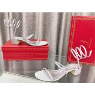 René Caovilla heel 4.5cm Cleo crystal-embellished flat sandals silver 2023