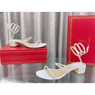 René Caovilla heel 4.5cm Cleo crystal-embellished flat sandals white 2023