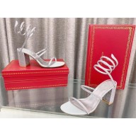 René Caovilla heel 7.5cm Cleo crystal-embellished flat sandals silver 2023