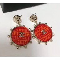 Chanel Logo Stripes Earrings AB0749 Gold/Red/Orange 2018