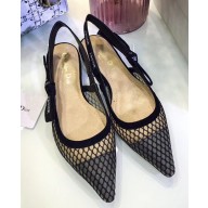 Dior J'Adior Slingback Ballet Pumps Shoe In Black Mesh 2018