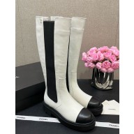 Chanel platform Calfskin High Boots white 1107-2024