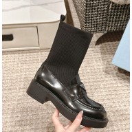 Prada women calfskin socks and boots black 1107-2024