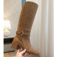 Hermes  women's Justine 50 boot suede leather in beige Heel 5cm 2024