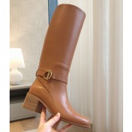Hermes  women's Justine 50 boot caleskin in brown Heel 5cm 2024