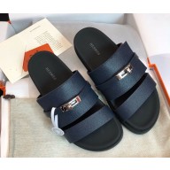 Hermes  women's/men's Jackson sandal calfskin blue with Kelly buckle 2024