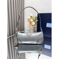 Prada Re-Edition 2002 small leather shoulder bag 1BC201 gray 2024