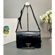 PRADA Leather shoulder bag 1BD082 BLACK 2024