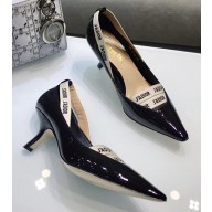 Dior Heel 6.5cm J'Adior And Double Ribbon Pumps High-Heeled Shoe Patent Leather Black 2018