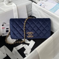Chanel Clutch with Chain in VELVET AP3363 navy 2023