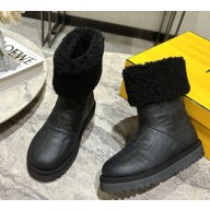 Fendi Apres Chic black FF leather low boots with shearling 2024