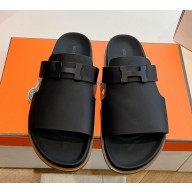 Hermès men's Jaures sandal black Leather 2025