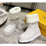 Fendi Apres Chic white FF chamois low boots with shearling 2024