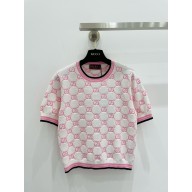 Gucci Cotton crewneck top with GG intarsia 788766 2024