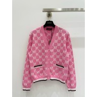 Gucci Cotton cardigan with GG intarsia 788767 pink 2024