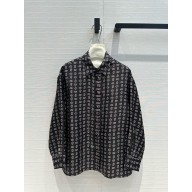 Prada Printed twill silk shirt black 2024