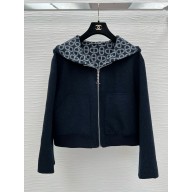 hermes cashmere reversible hooded jacket navy blue 2024