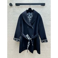 hermes cashmere wrap coat navy blue 2024