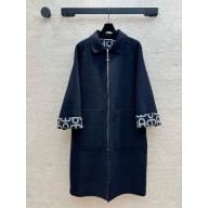 hermes cashmere reversible zipped coat navy blue 2024
