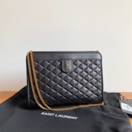 saint lauren victoire baby clutch in leather black 657361
