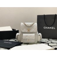 Chanel Small Backpack in Grained Shiny Calfskin AS4399 WHITE 2023