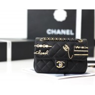 Chanel Pearl Strass Signature black flap bag 2022(original quality)
