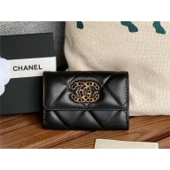 CHANEL 19 Flap Card Holder in lambskin AP1790 BLACK 2023