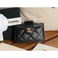 Chanel Grained Calfskin & GOLD-Tone Metal Card Holder AP0342 BLACK 2023
