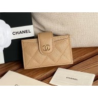 Chanel Grained Calfskin & GOLD-Tone Metal Card Holder AP0342 Beige 2023