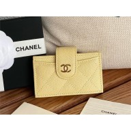 Chanel Grained Calfskin & GOLD-Tone Metal Card Holder AP0342 yellow 2023