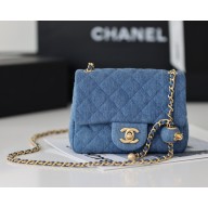 chanel Denim & Gold Metal Blue mini flap bag AS1786 2022(ORIGINAL QUALITY)